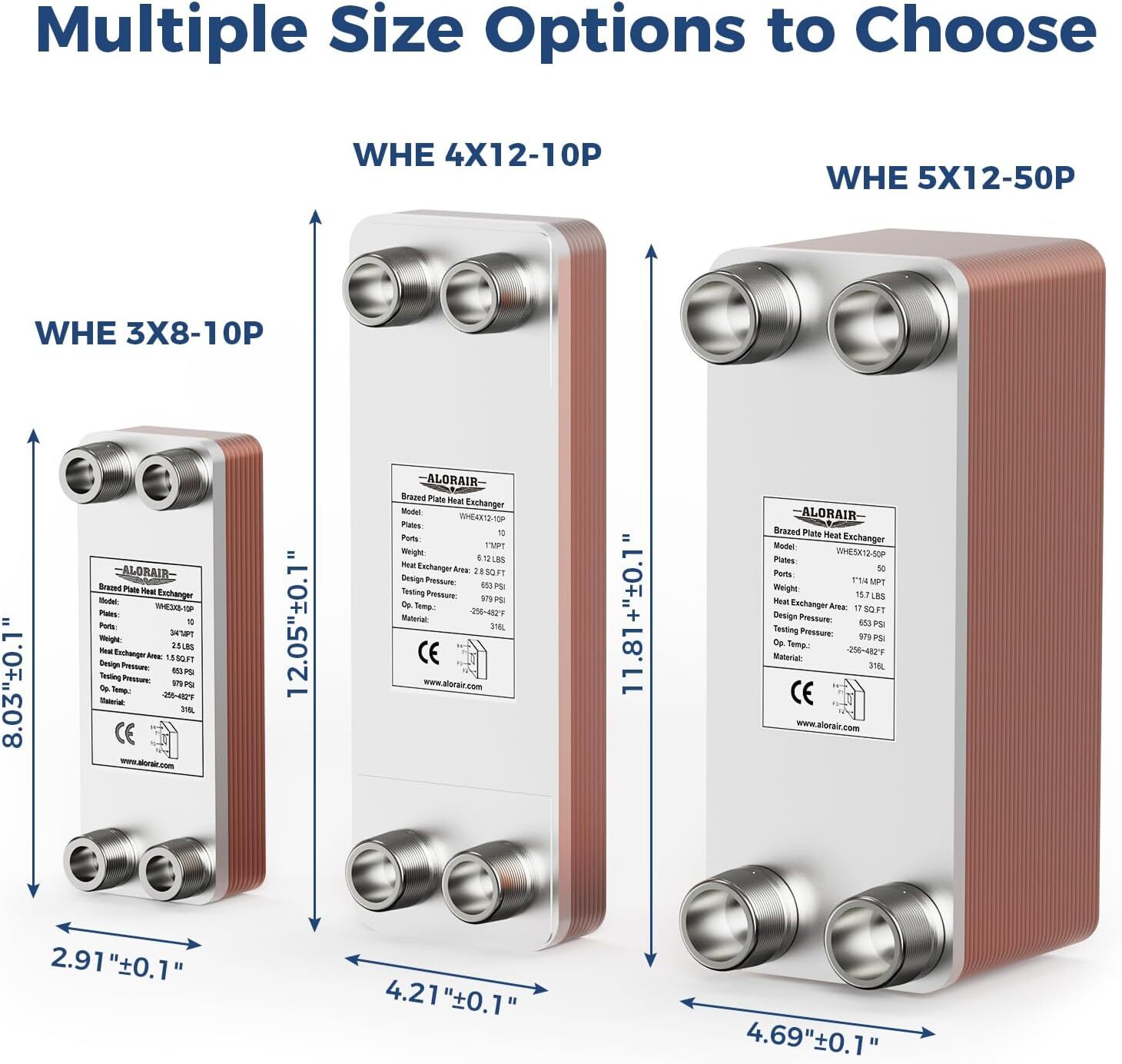 ALORAIR 70 Plates Heat Exchanger with 1-1/4" MPT Port 5"x12" for Floor Heating