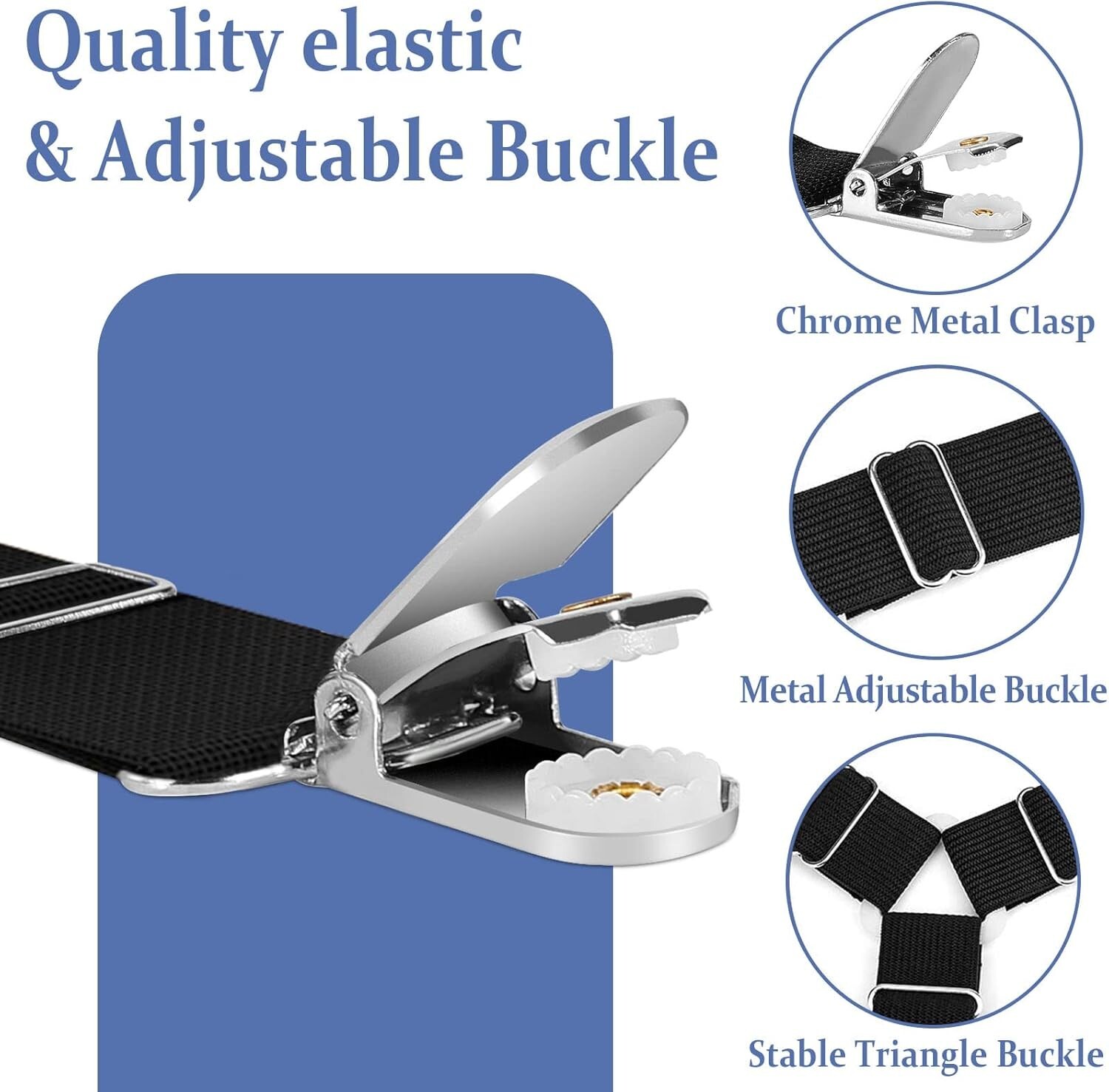 Bed Sheet Straps Scrunchie Fitted Straps Keepers Holders Elastic Fasteners 5 Pcs