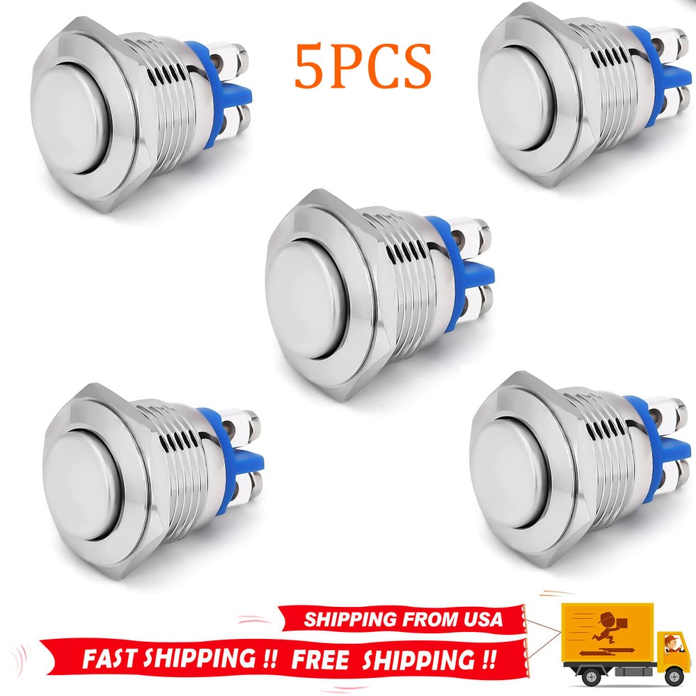 5pcs Momentary Push Button Switch 19mm Horn Button Switch with Screw Terminal