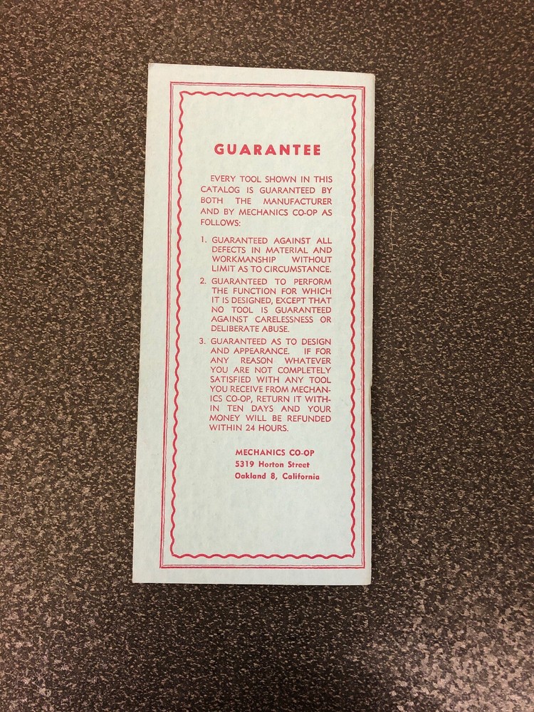 1953 Mechanics Co-Op TOOL CATALOG