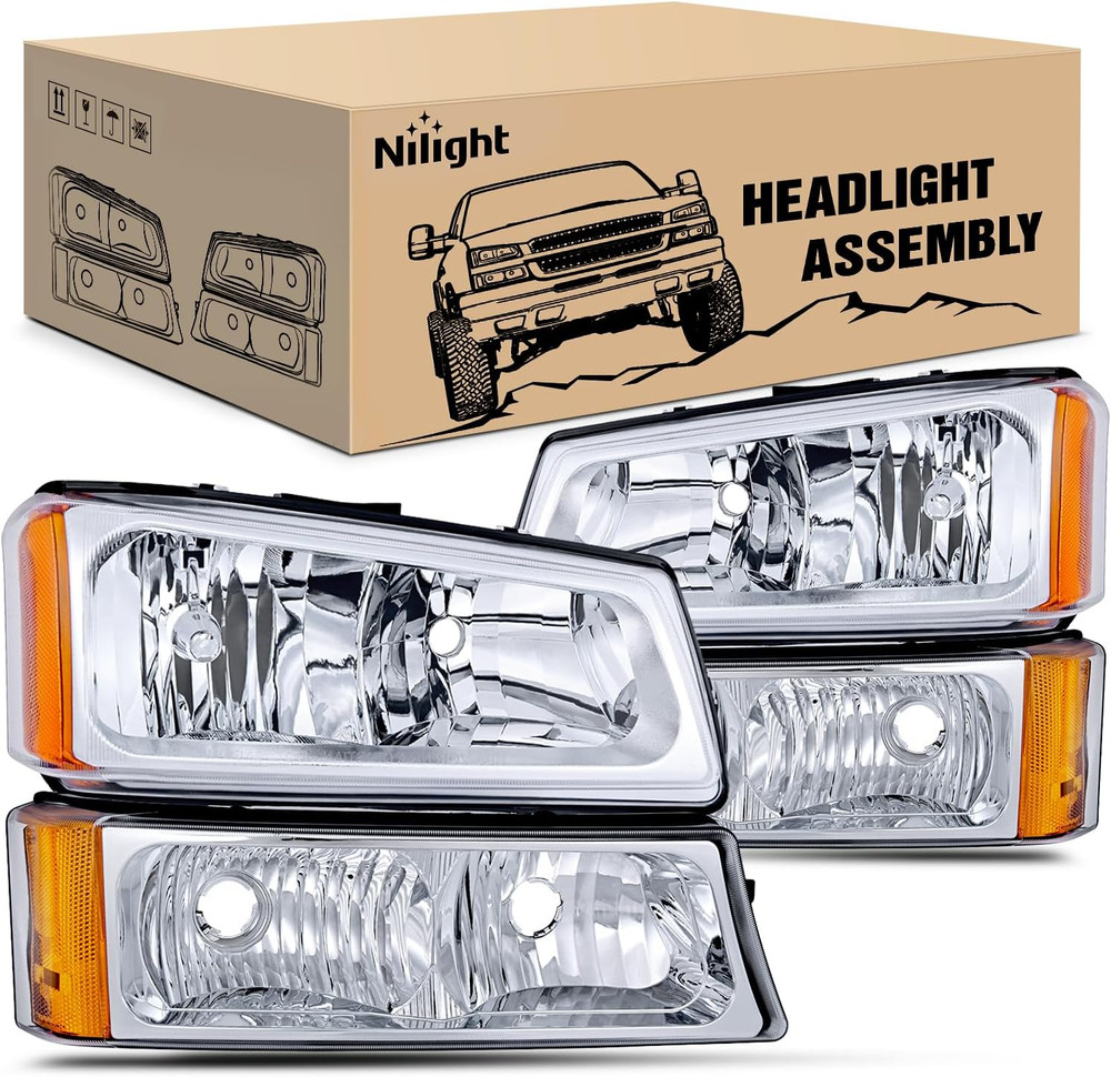 Headlight Assembly Set for Chevy Silverado 2003-2006 Pair
