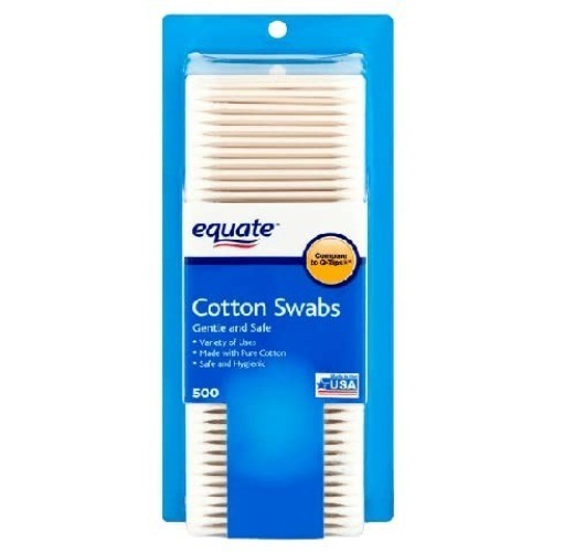 1500 Equate COTTON SWABS (500 Count x 3-Pack Lot) Gentle & Safe 100% PURE COTTON