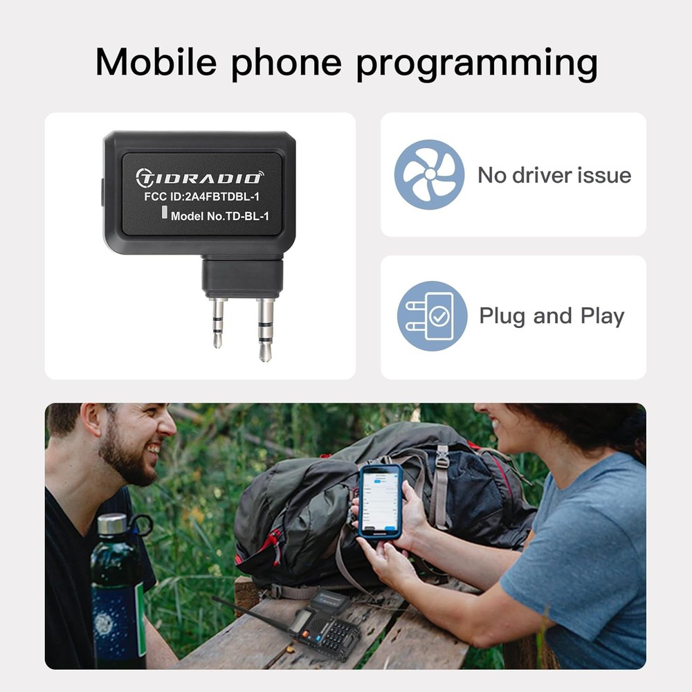 TIDRADIO Ham Radio Wireless Programmer Adapter APP and PC Program for Black