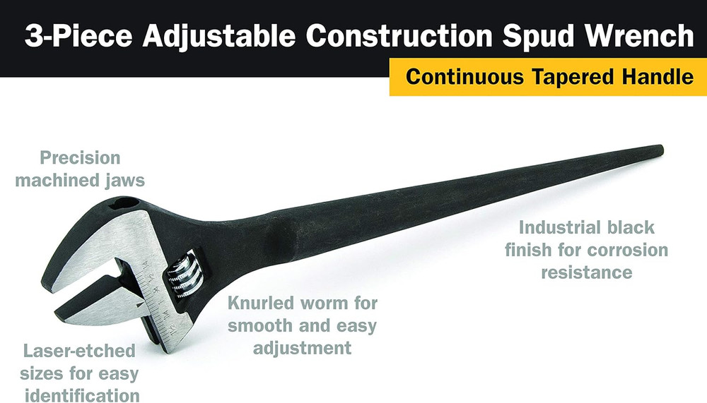 223 Adjustable Construction Spud Wrench, 3-Pc Set