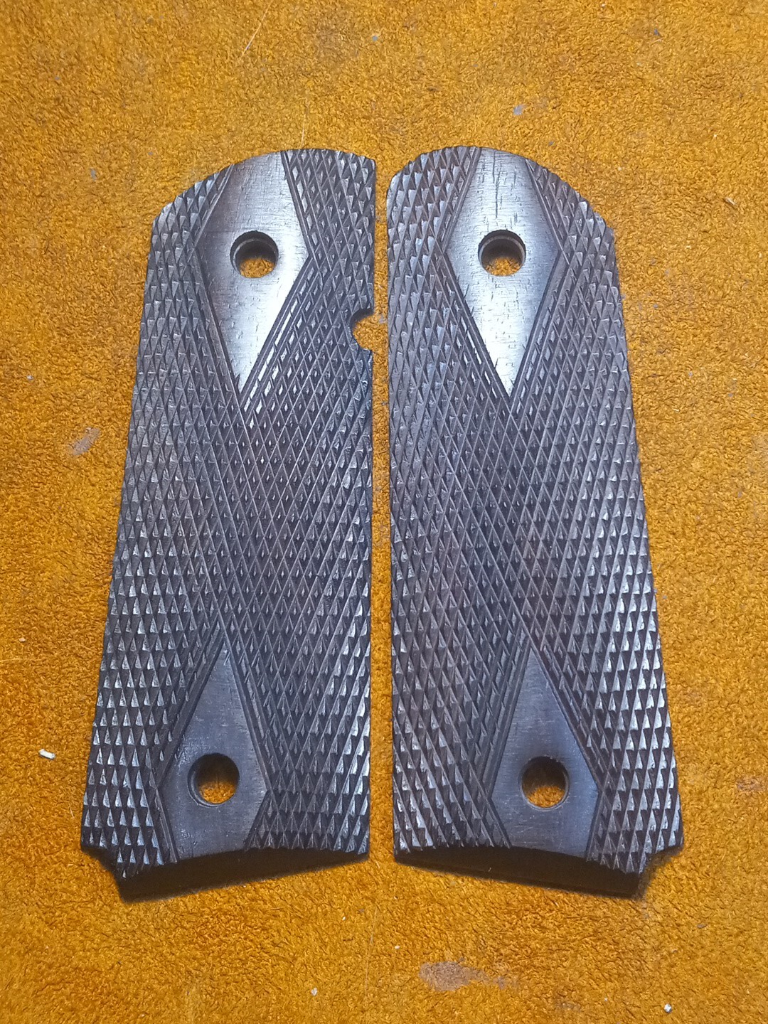 WWI WWII 1911 1911A1 Colt Grips Double Diamond Solid Walnut