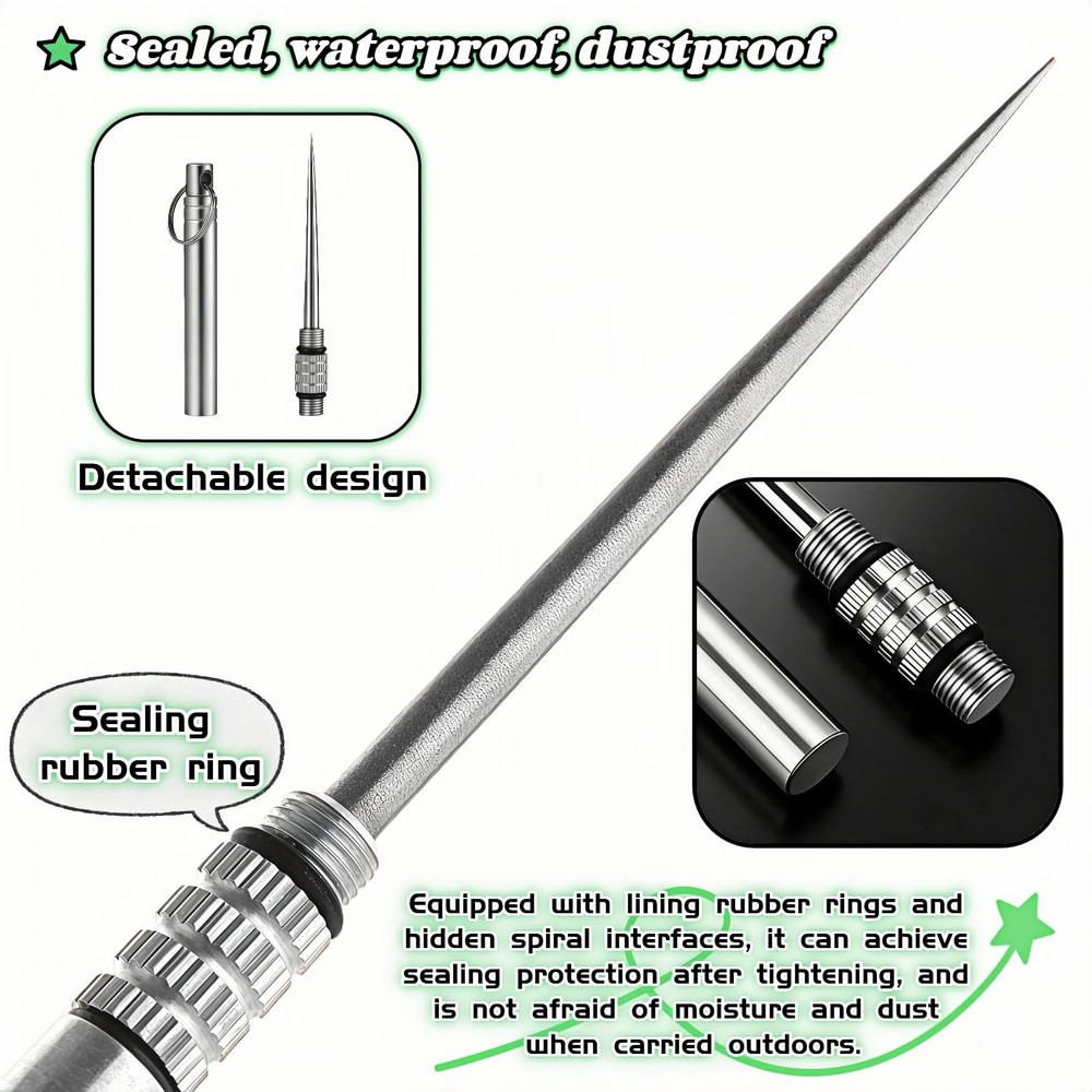 Portable Titanium Toothpick, Multi-Functional Reusable Stainless Steel Silver