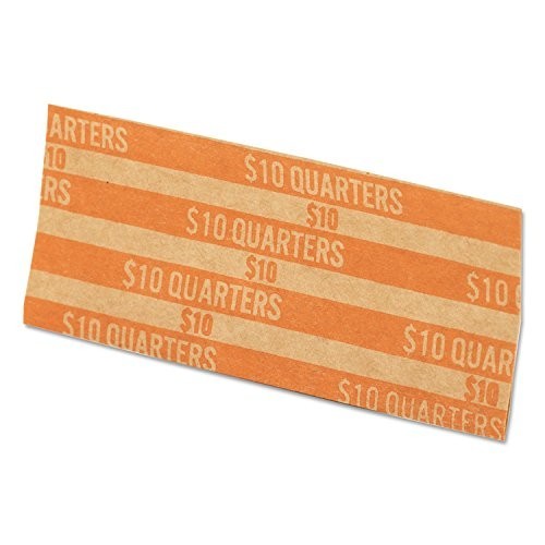 Pop-Open Flat Paper Coin Wrappers for Quarters - 1000 Color-Coded Wrappers/Box
