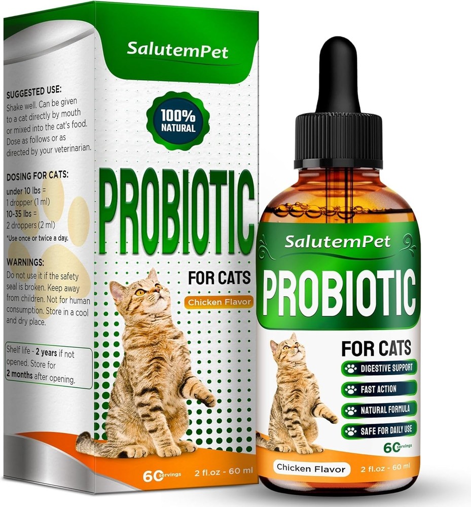 Advanced Cat Probiotic Drops – Digestive Support for Cats with Diarrhea,...
