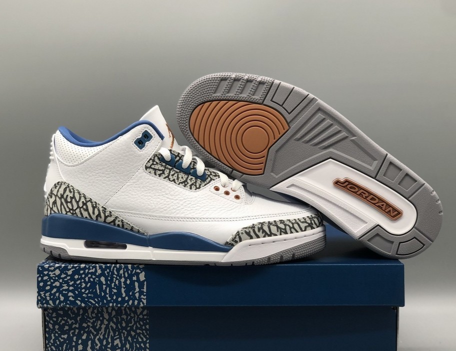 Jordan 3 Retro "White and True Blue" Basketball Shoes Size US 7-12