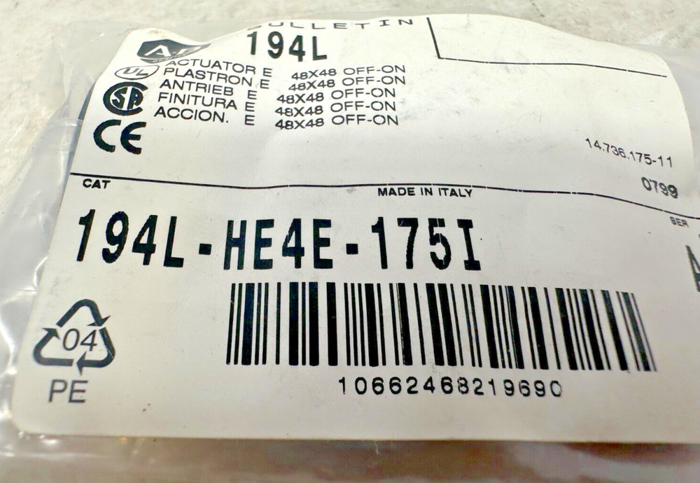 Allen-Bradley 194L-HE4E-175I Control and Load Switch Actuator