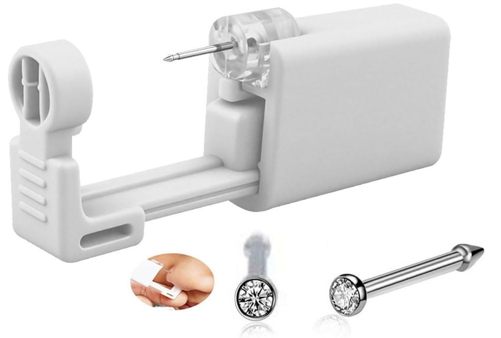 At-Home Nose Piercing Kit with Comfortable Built-In Stud - White Elegance