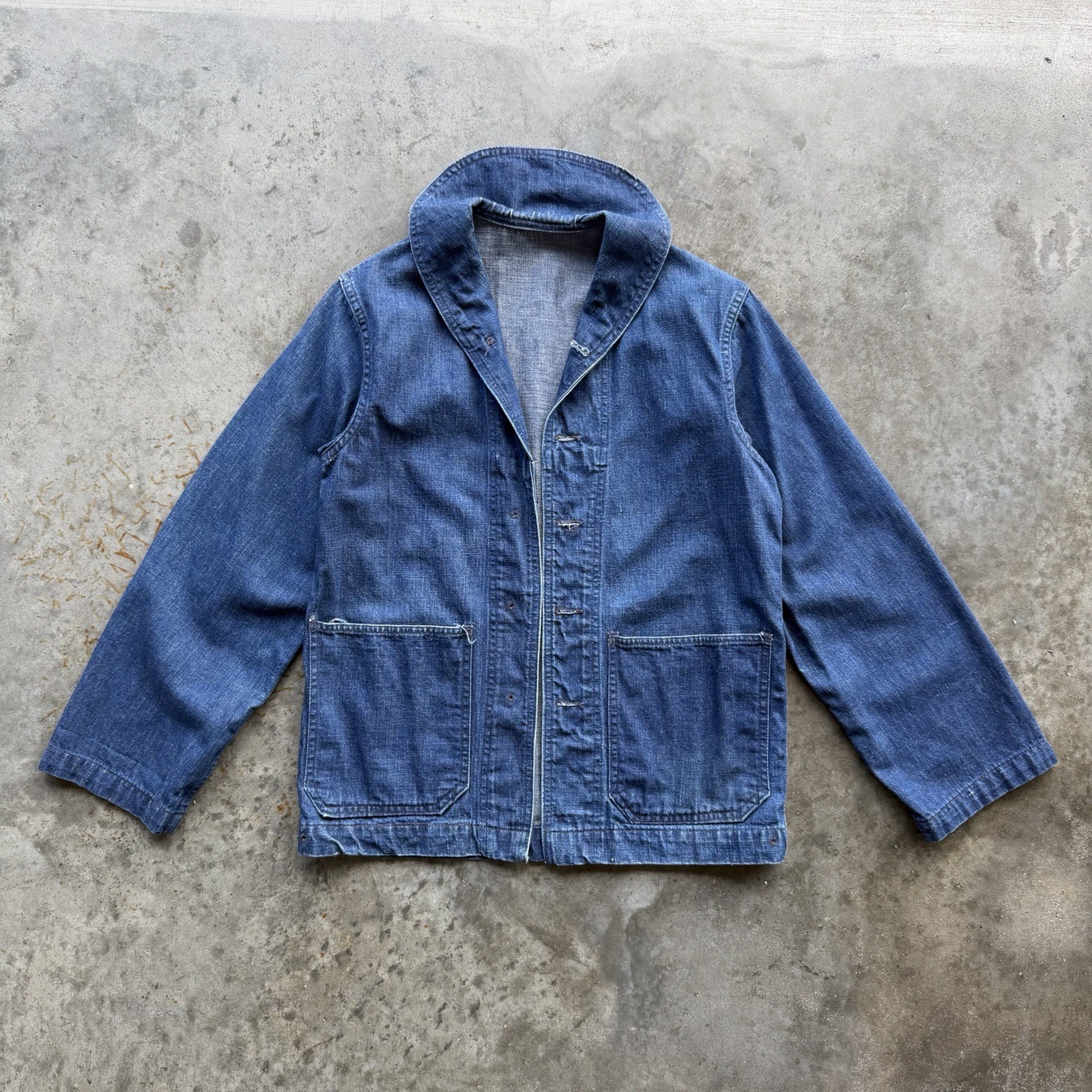 VTG 40s WW2 USN Denim Shawl Collar Jacket