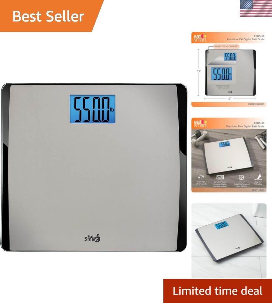Eat Smart Precision 550 Pound Extra-High Capacity Digital Bathroom Scale, Ext...