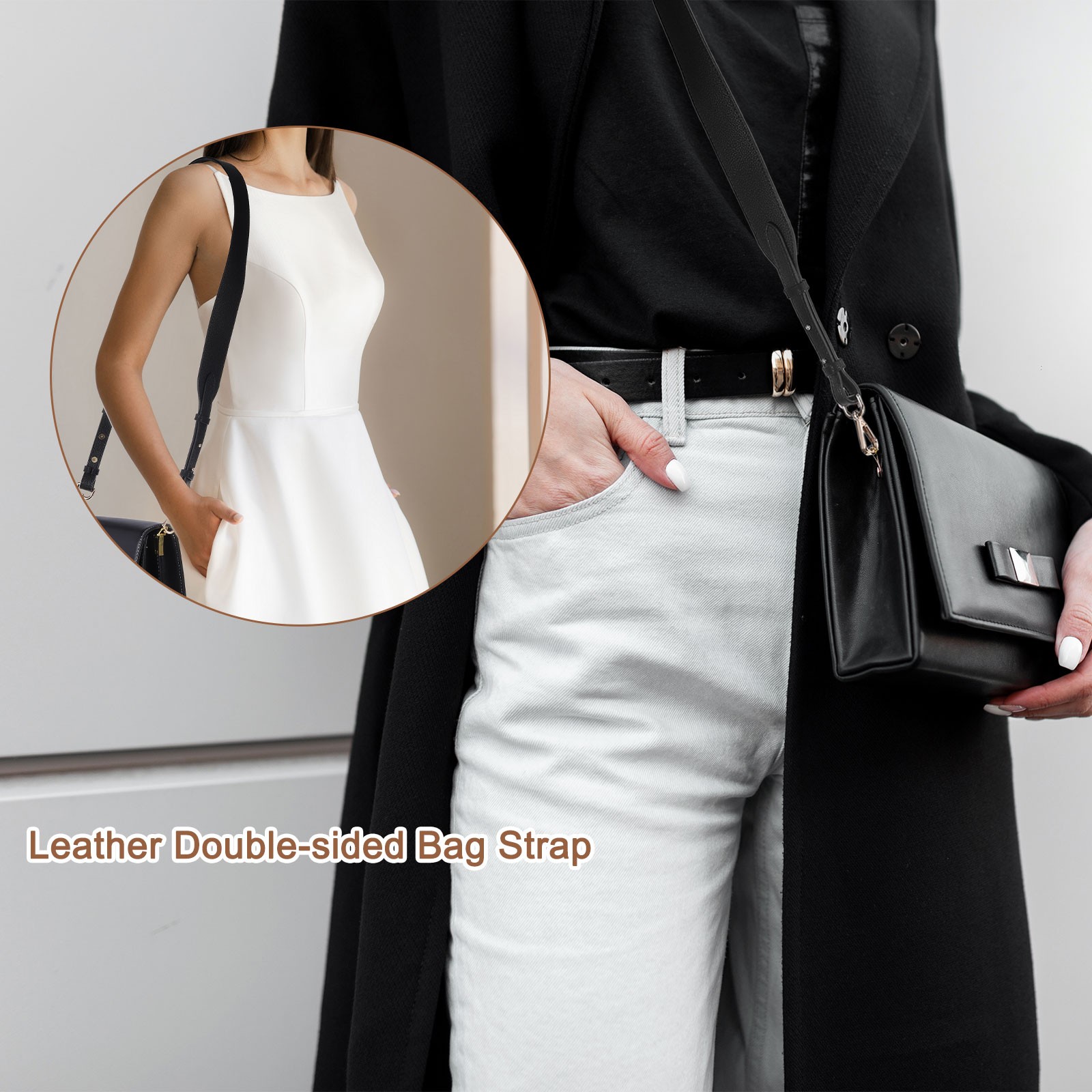 43.3" Adjustable Leather Purse Strap Crossbody Replacement Caramel/Gold