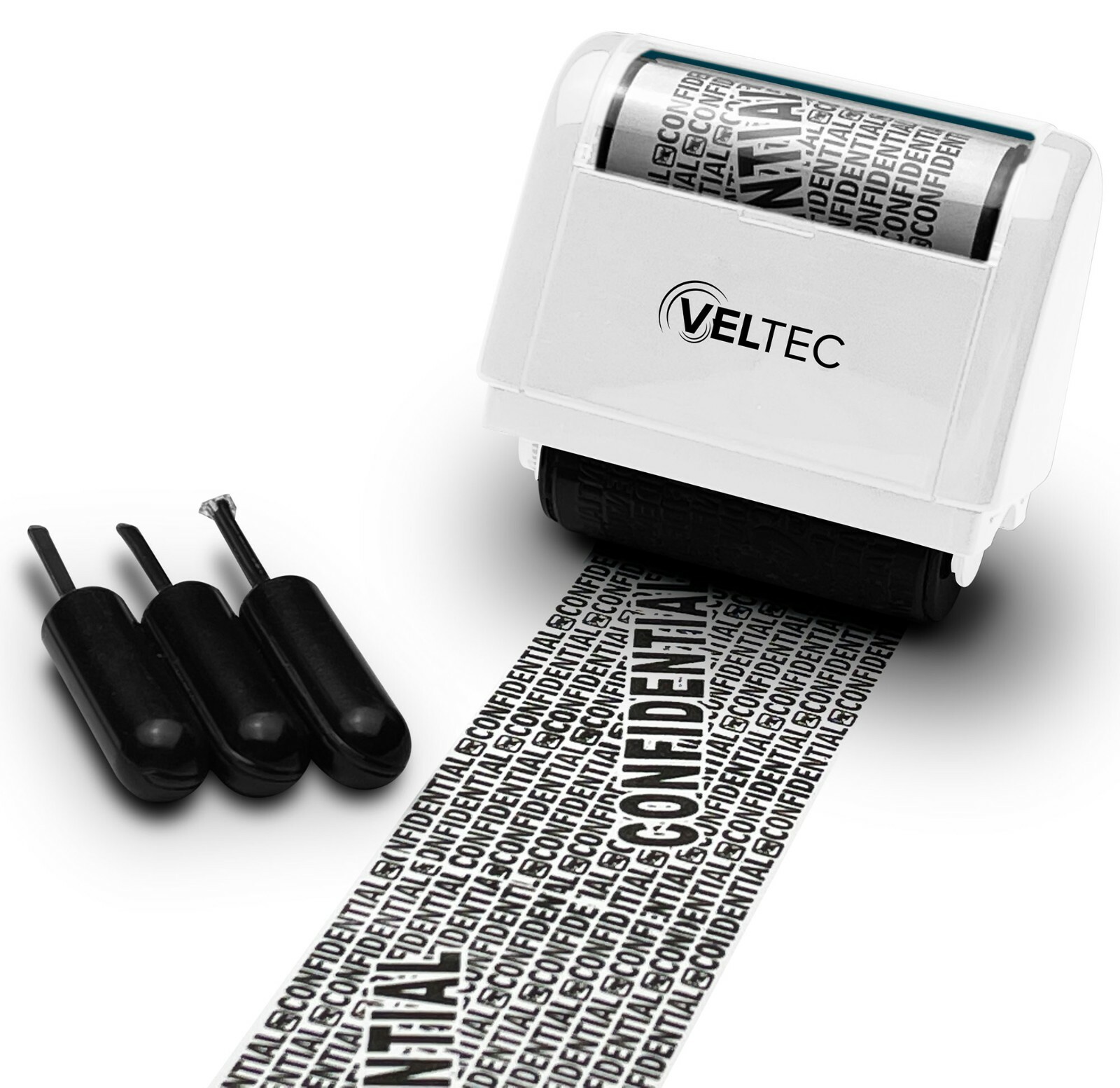 Veltec Identity Protection Anti-Theft Roller Guard Stamp w/ FREE 3 Pack Refills