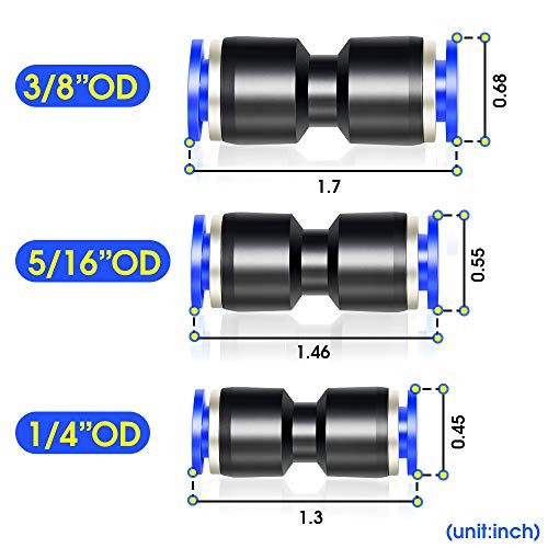 pcs Straight Push Connectors Plastic Quick Release 1/4"/5/16"/3/8"OD 30