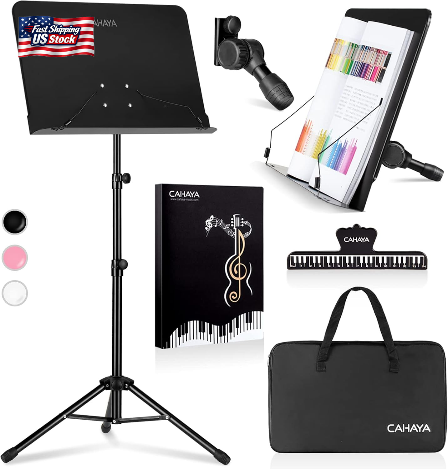 CAHAYA Music Stand for Sheet Music - Dual-Use Converts to Desktop Stand Portable