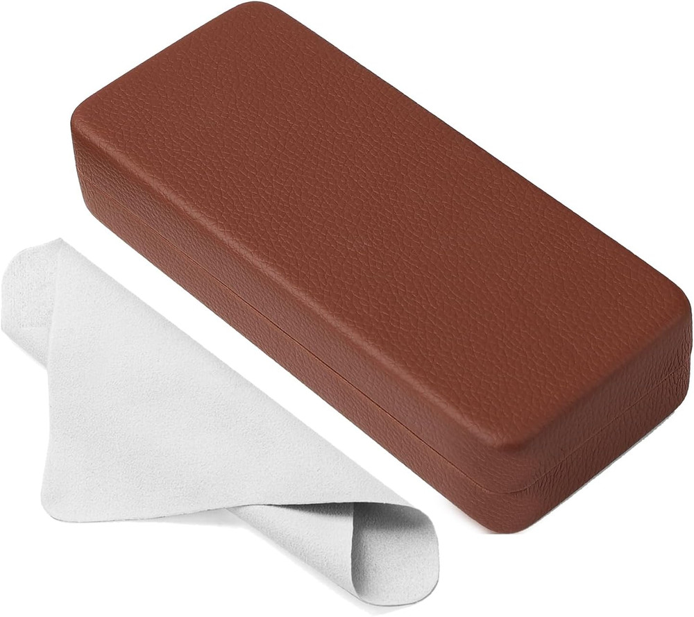 Glasses Case Hard Shell Square Large Eyeglasses Case PU Leather Protective Case