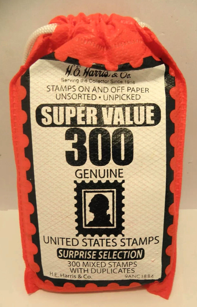 H. E. Harris & Co 300 Genuine Stamps 300 Mixed Stamps with Duplicates SHIPS FREE