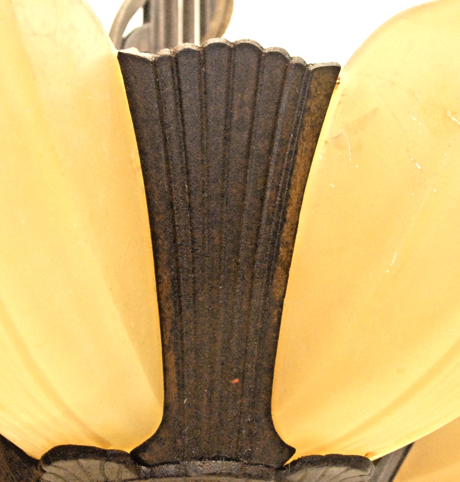 1930's ART DECO FIVE LIGHT SLIP SHADE CHANDELIER HANGING LIGHT GREAT PRICE!