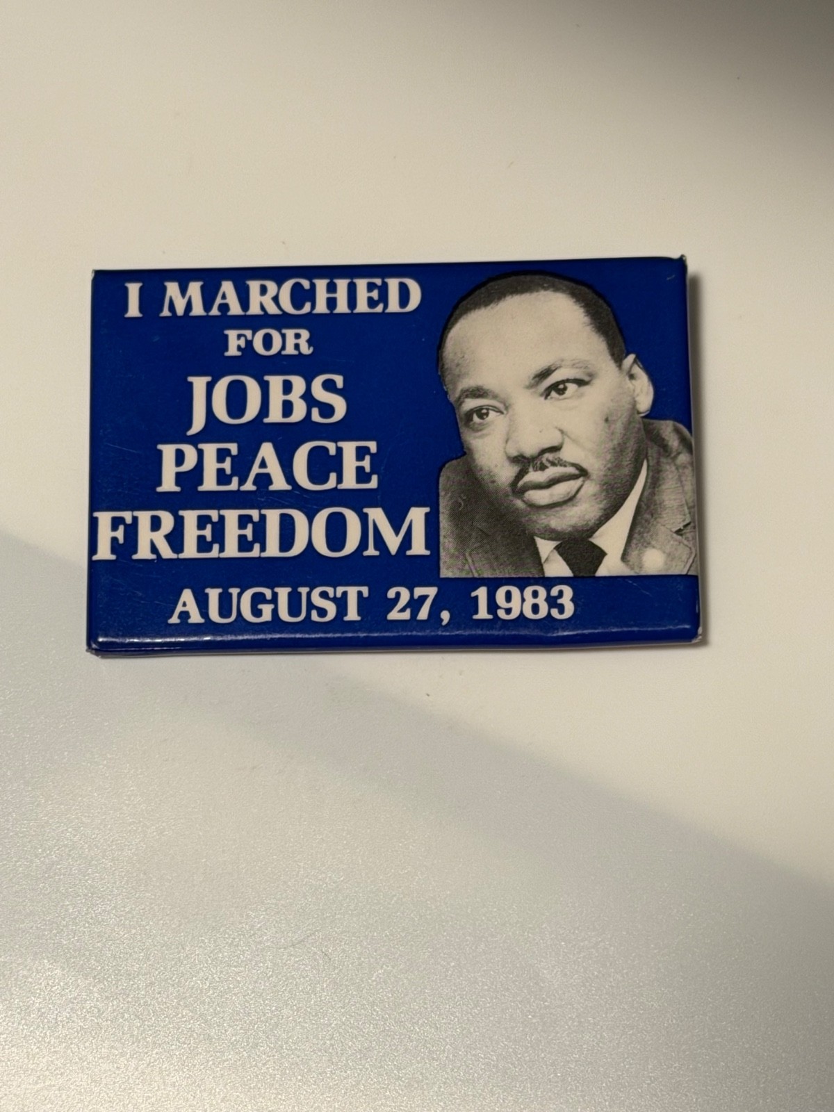 1983 Martin Luther King Jr. I Marched For Jobs Peace Freedom civil rights pin