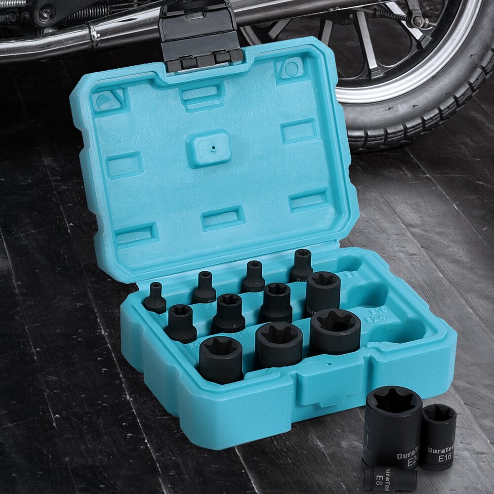 14PCS External Star Impact Socket Set E4-E24 1/4" 3/8" 1/2" Female E-Torx Torque
