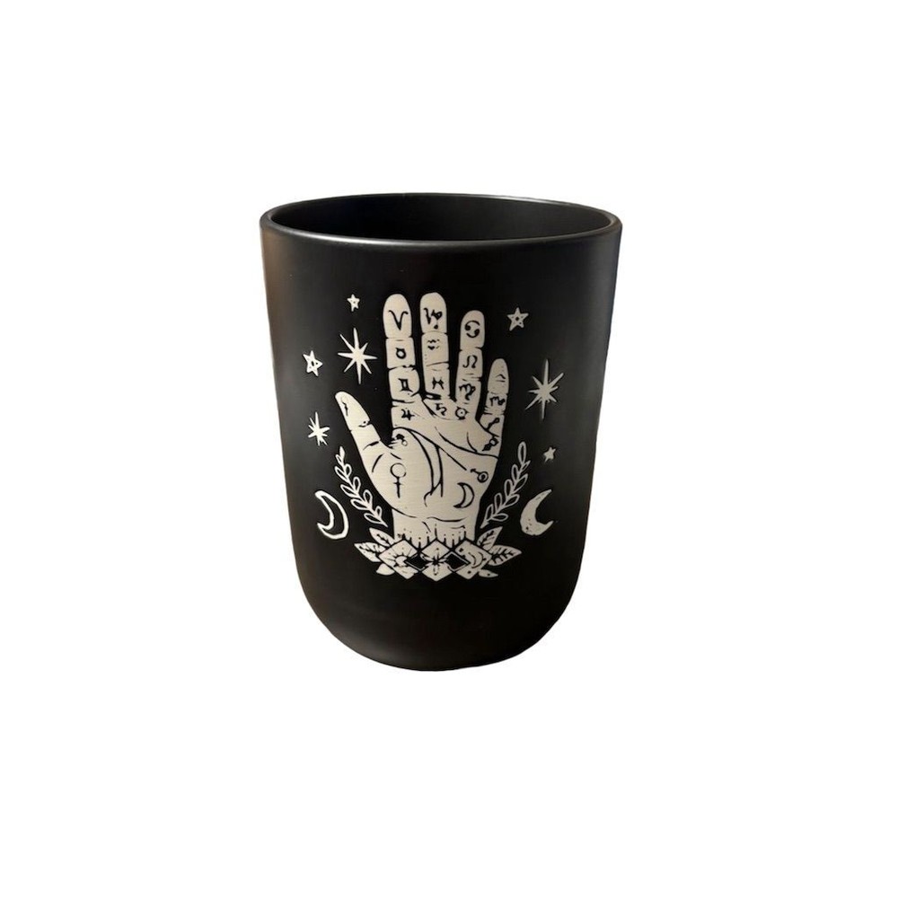 Prima Designs 6" Black Ceramic Utensils Canister Palm Reader Decor