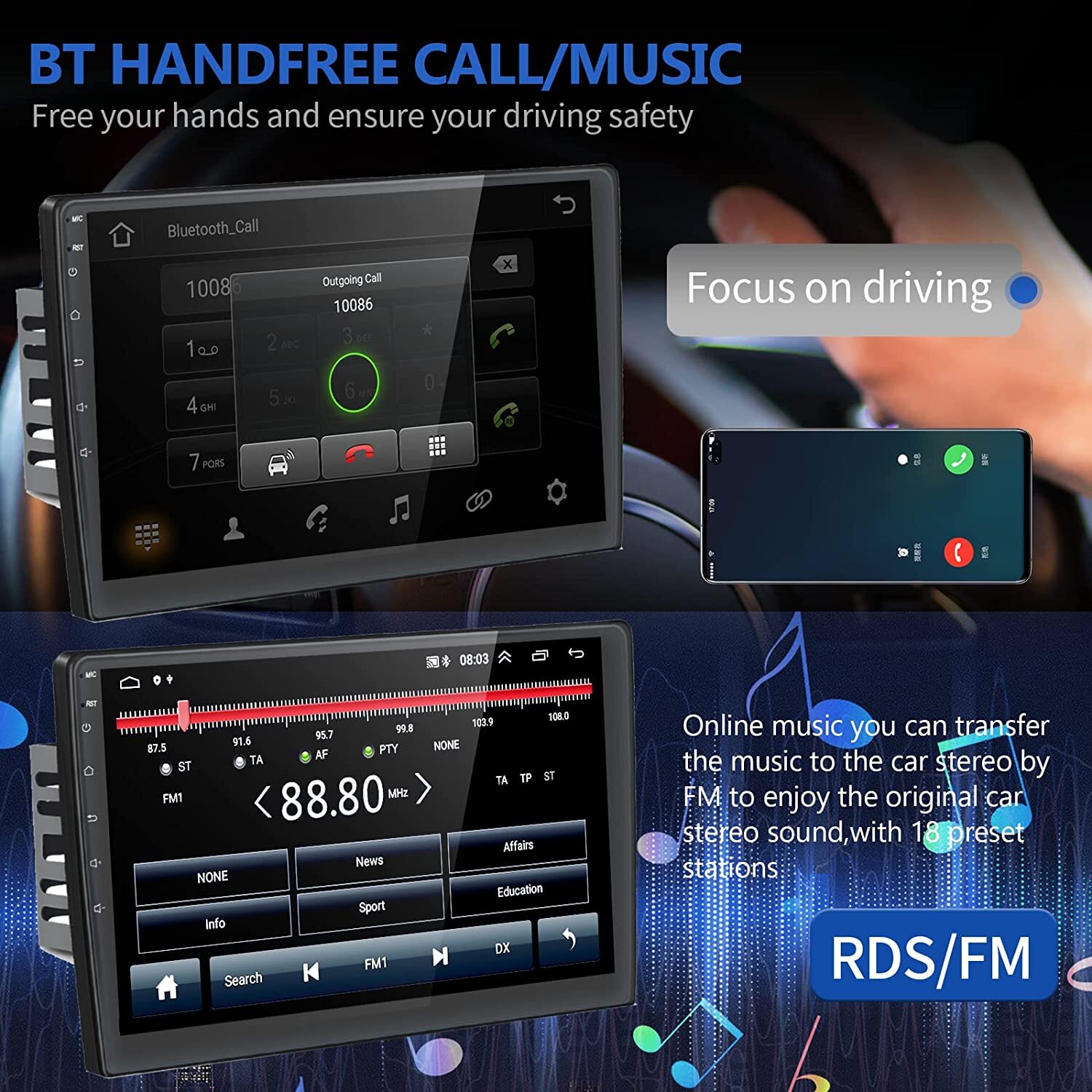 Android 15.0 Car GPS Navi Carplay Stereo Radio Player For Ford Escape 2008-2012