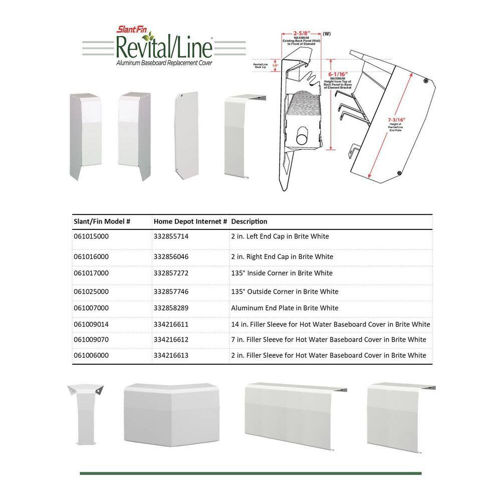 2 In. Left End Cap in Brite White