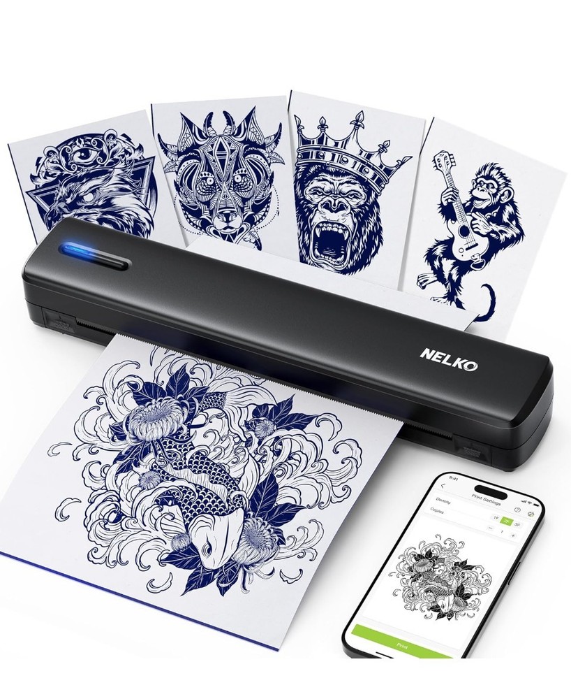Tattoo Stencil Printer, D810 Wireless Thermal Tattoo Printer with 10pcs...