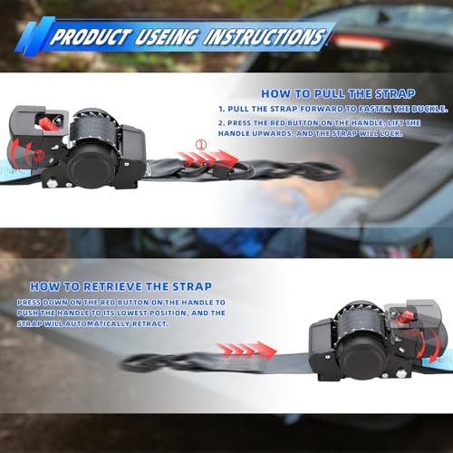 ANLULOAD 2 Pack Retractable Ratchet Straps (2in x 157in),Cargo Strap 2*157in