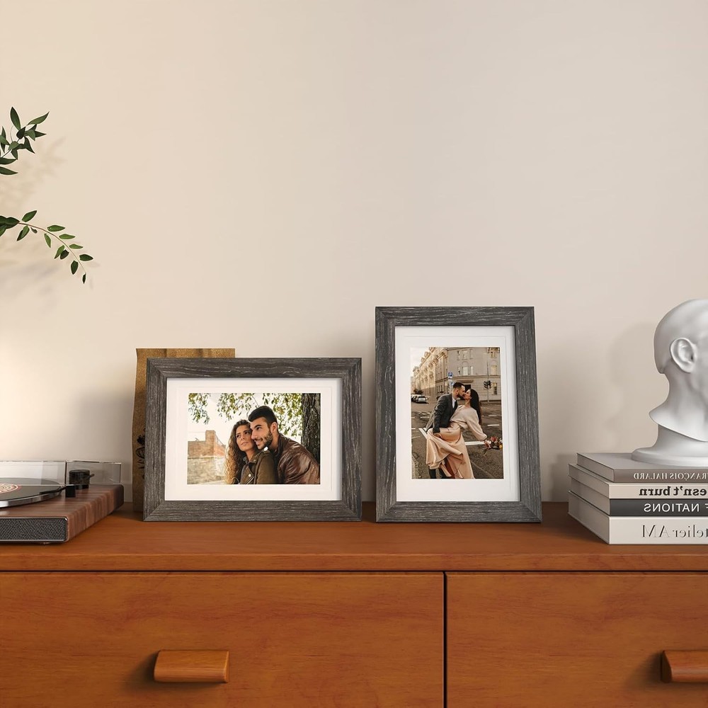 5x7 Picture Frame Ash Black, Solid Wood Frame 5x7 with Acrylic Plexiglass