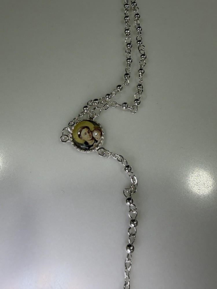 Rosary From Italy Prayer Silver Cross Religious