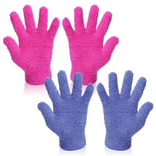 2 Pairs Plant Gloves Dusting, Microfiber Dusting Gloves Reusable Washable