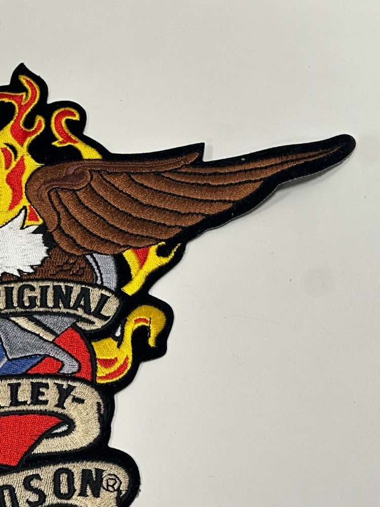 Harley-Davidson Embroidered Eagle Patch Large Iron On Eagle Flames Sword