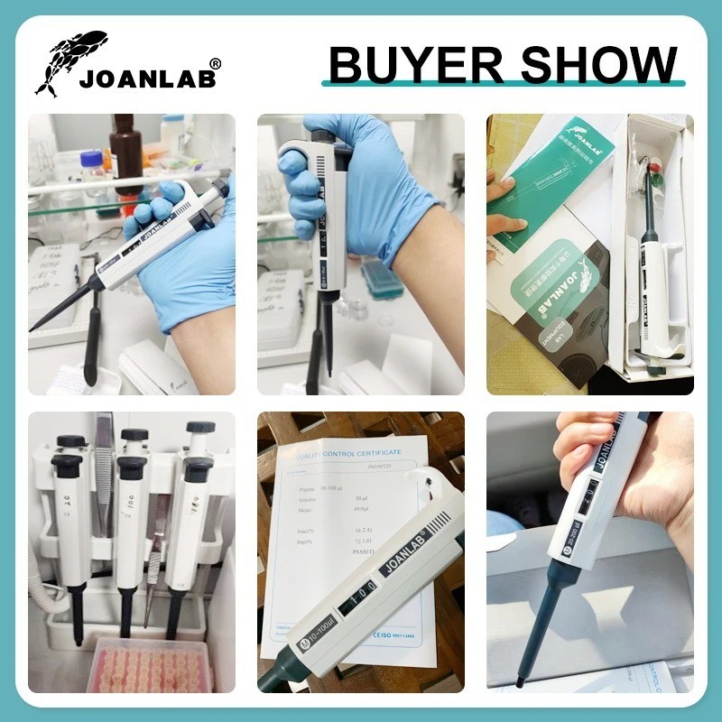 JOANLAB Micropipette Digital Adjustable Lab Pipette w/ Tips Auto Tool