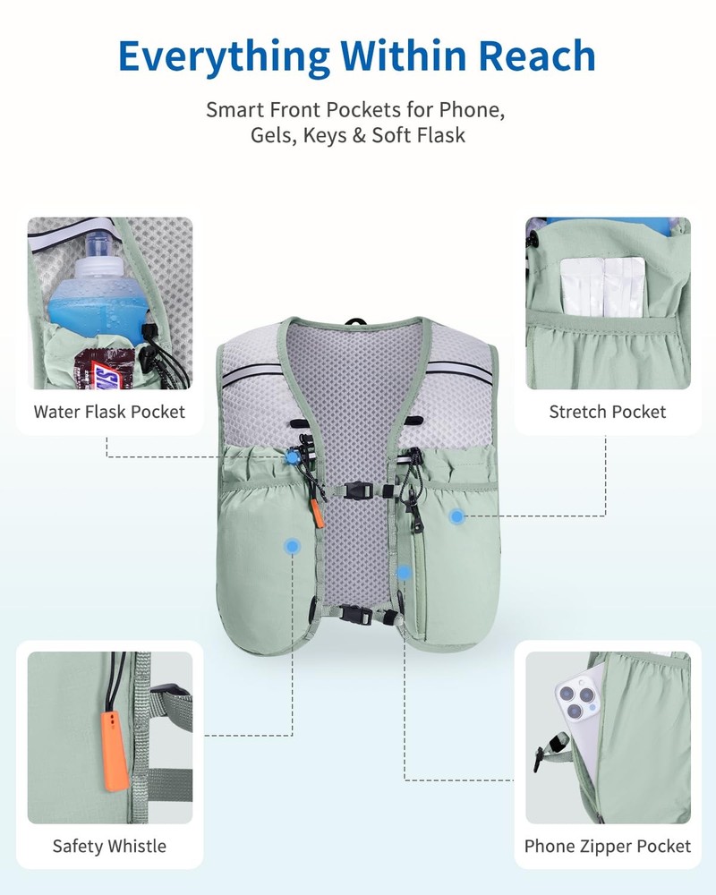 Running Hydration Vest Backpack, Lightweight Hydration Pack Bag Daypack for H...