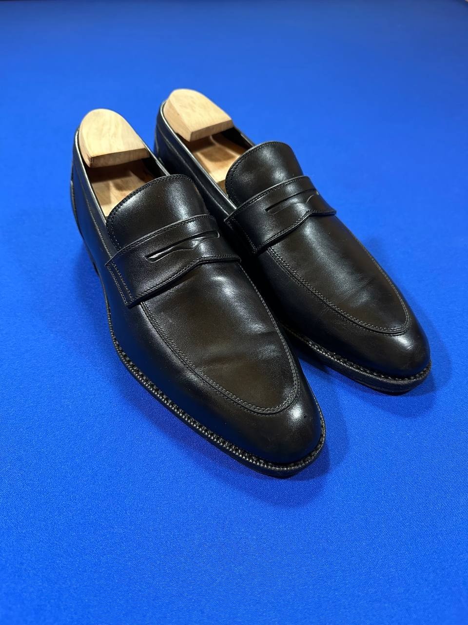 Ermenegildo Zegna men’s black leather penny loafers dress shoes SZ EU 6, US 7