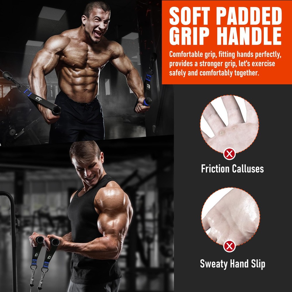 Heavy Duty Exercise Handles, Gym Cable Handles for Cable Machine Attachments