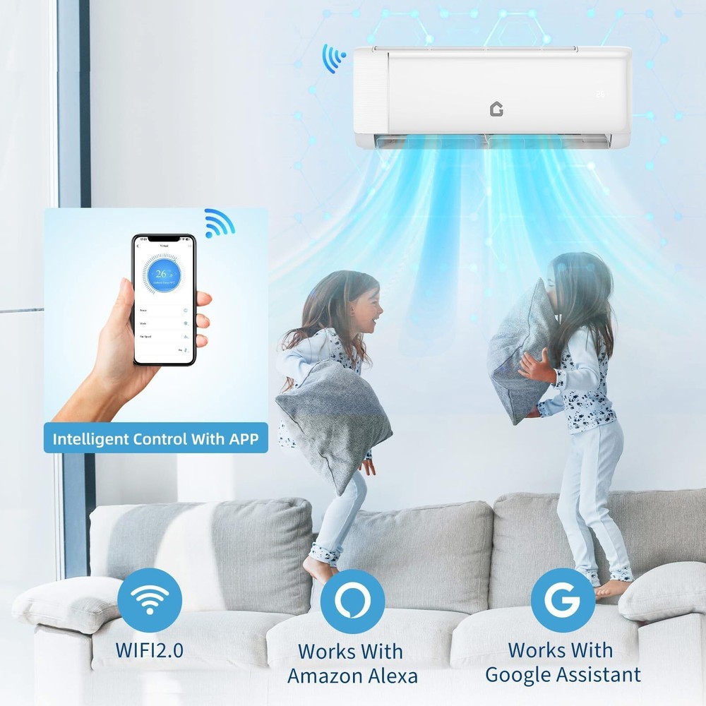 Efficient 12000 BTU Mini Split Air Conditioning/Heating System 22 SEER2 110V