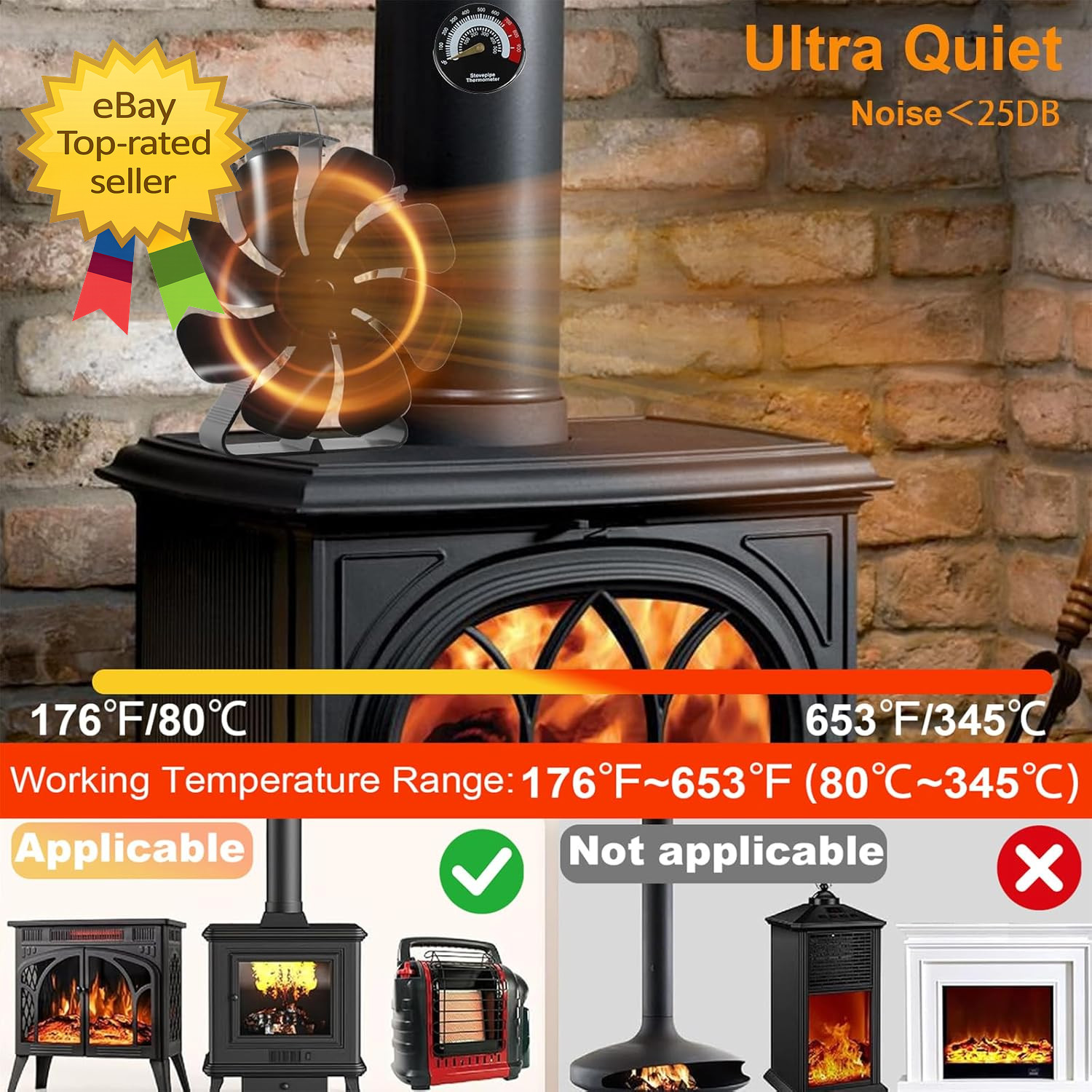 Wood Stove Fan Heat Powered Fireplace Fans Non Electric Heat Activated Thermal F