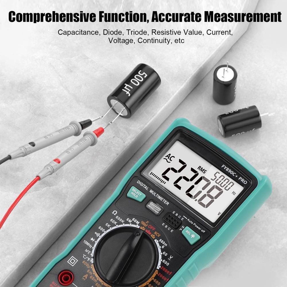 Digital Multimeter 6000 Counts Tester 2000V Voltage Current Capacitance Testing