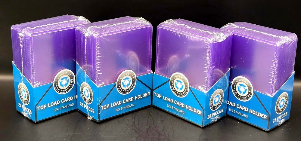 100 CSP 3x4 Standard Toploader Card Holders - 4 Packs of 25 Top Loaders