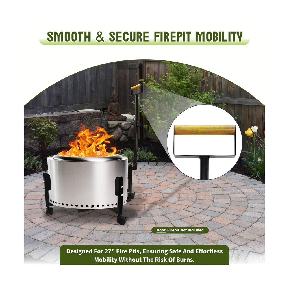 FEBTECH - 29.5" Portable Firepit Trolley Stand with Telescopic Handle – Fi