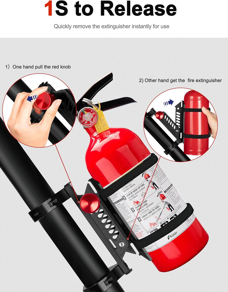 Quick Release UTV Fire Extinguisher Mount Kits, Adjustable Roll Bar Fire Extingu