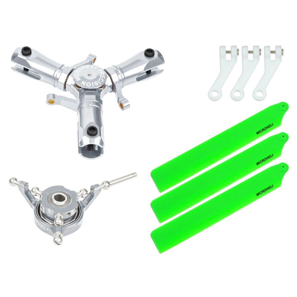 Microheli CNC Triple Green Plastic Blades Conversion set - OMP HOBBY M1 / EVO