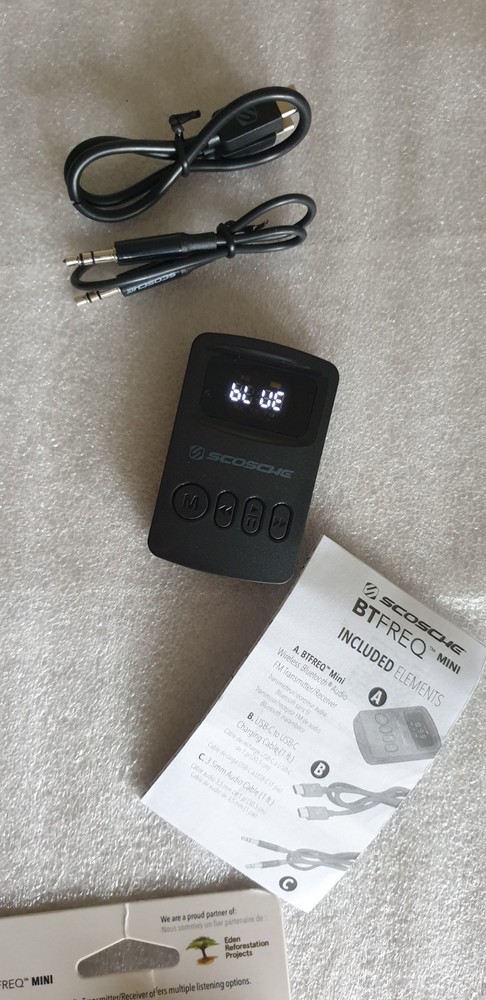 Scosche Bluetooth Wireless Rechargeable Audio Transmitter / Receiver - Black