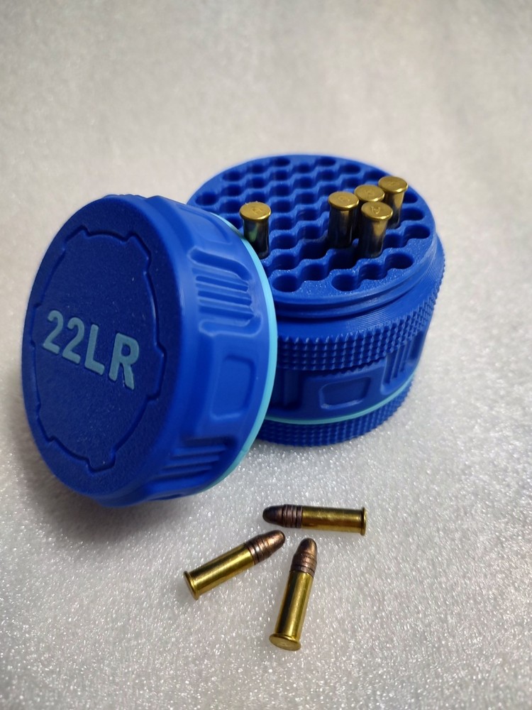 2-22 LR Mini Ammo Box Storage Case. 55 Rounds ea. Screw On Lid. Stackable.