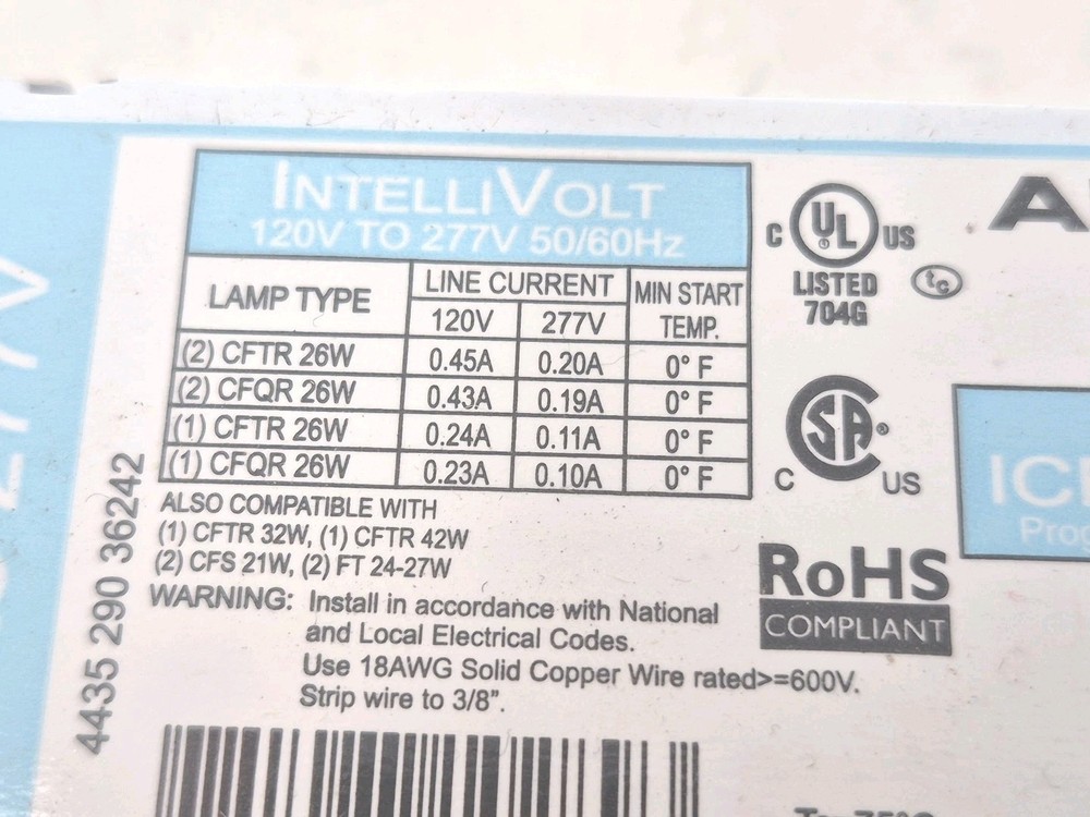Advance SmartMate ICF-2S26-H1-LD Programmed Start Electronic Ballast