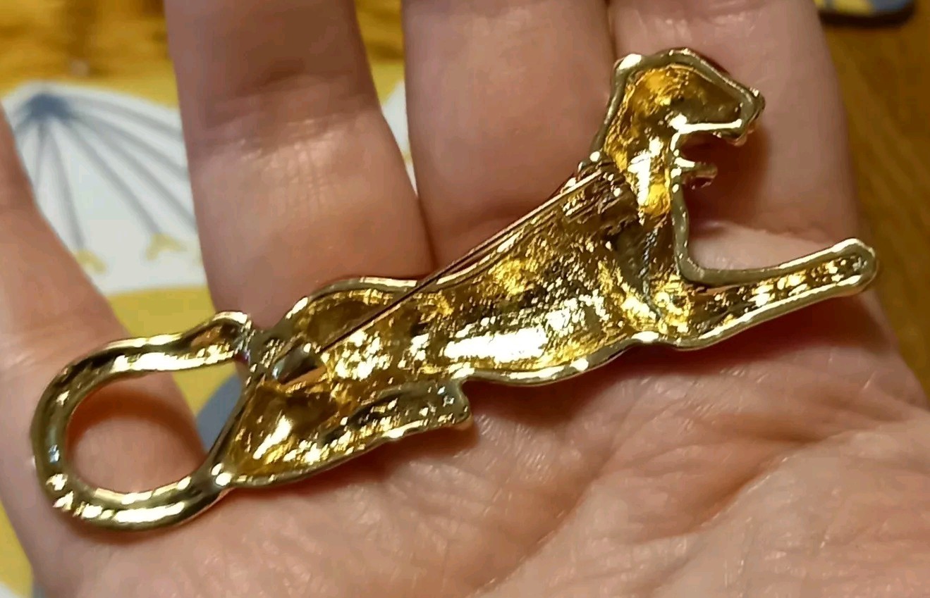 Leopard Cheetah BROOCH ART DECO STYLE Enamel LOVELY Glam Stunning VINTAGE STYLE
